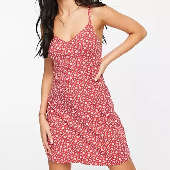 Hollister Red Floral Mini Dress Size XS - Picture 1 of 6
